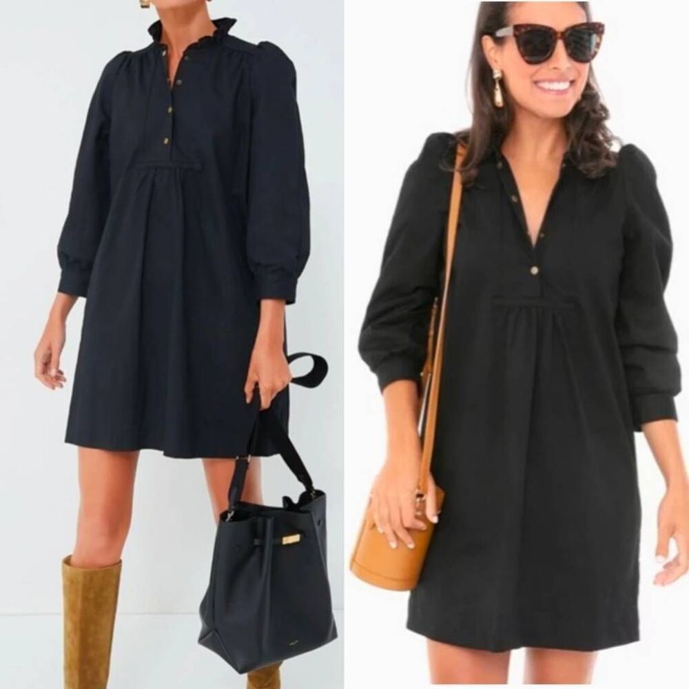 Tuckernuck Black Puff-Sleeve Mini Dress